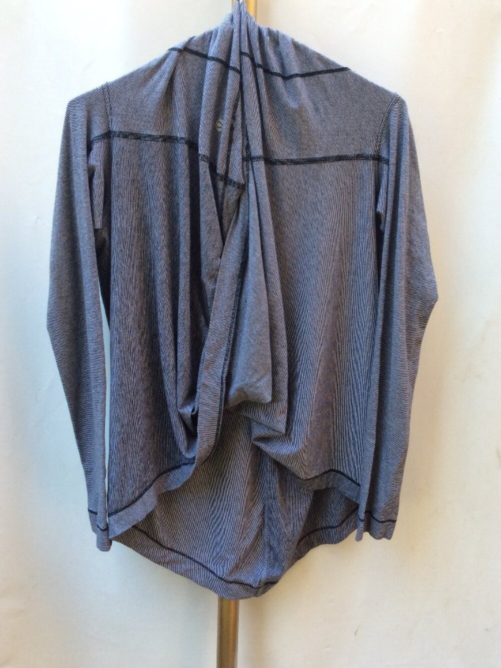 Lululemon Striped Draped Open Front Wrap Cardigan Exposed Seams Size 10